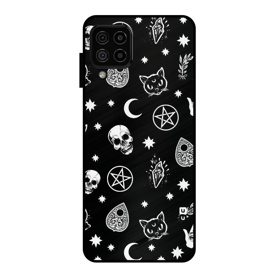 Skull Moon Design Metal Back Case for Galaxy A22 4G