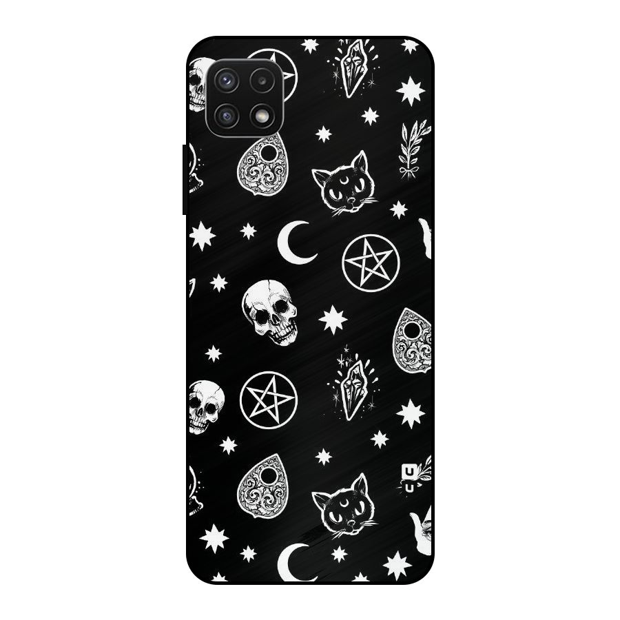 Skull Moon Design Metal Back Case for Galaxy A22 5G