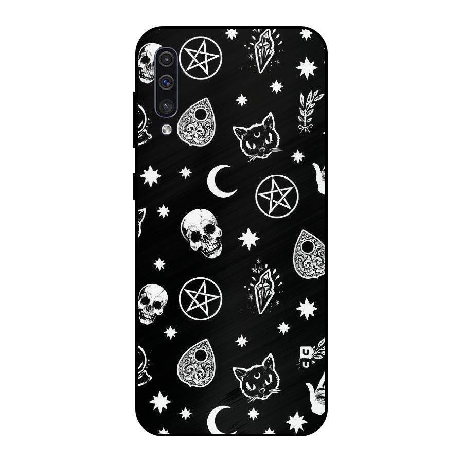 Skull Moon Design Metal Back Case for Galaxy A30s