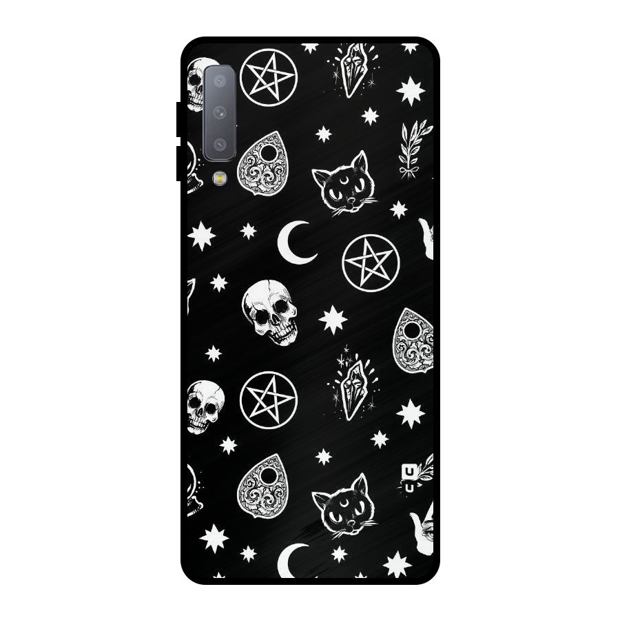 Skull Moon Design Metal Back Case for Galaxy A7 (2018)