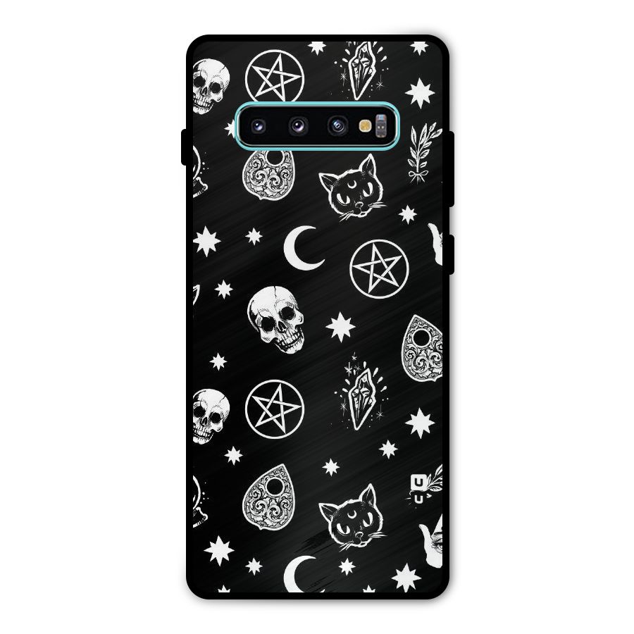 Skull Moon Design Metal Back Case for Galaxy S10 Plus