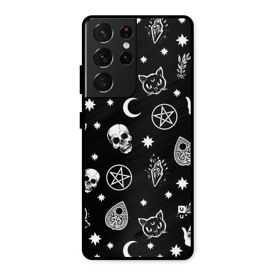 Skull Moon Design Metal Back Case for Galaxy S21 Ultra 5G