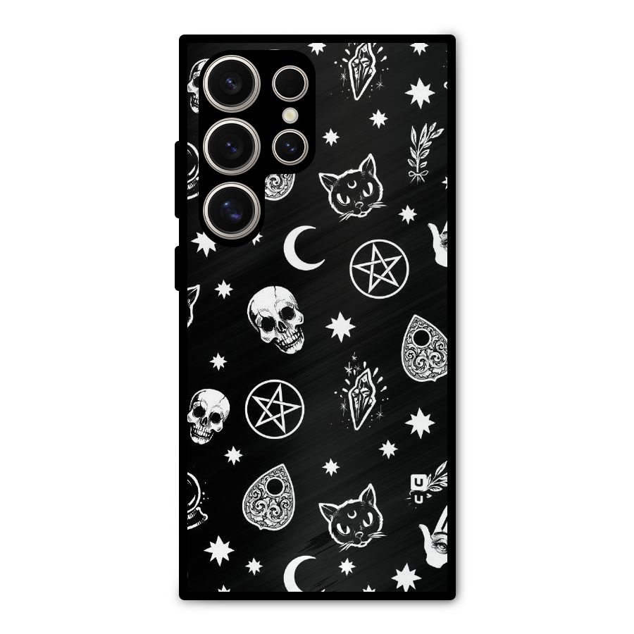 Skull Moon Design Metal Back Case for Galaxy S24 Ultra