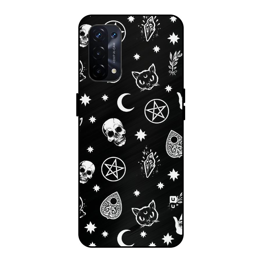 Skull Moon Design Metal Back Case for Oppo A74 5G