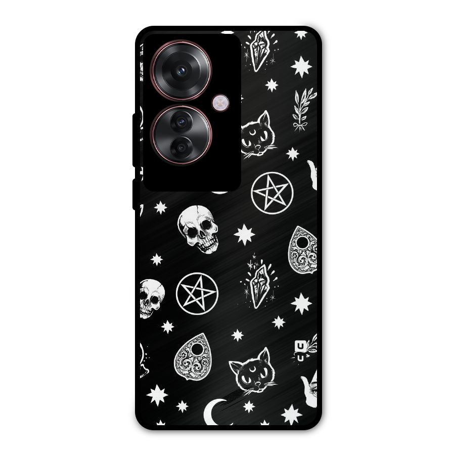Skull Moon Design Metal Back Case for Oppo F25 Pro