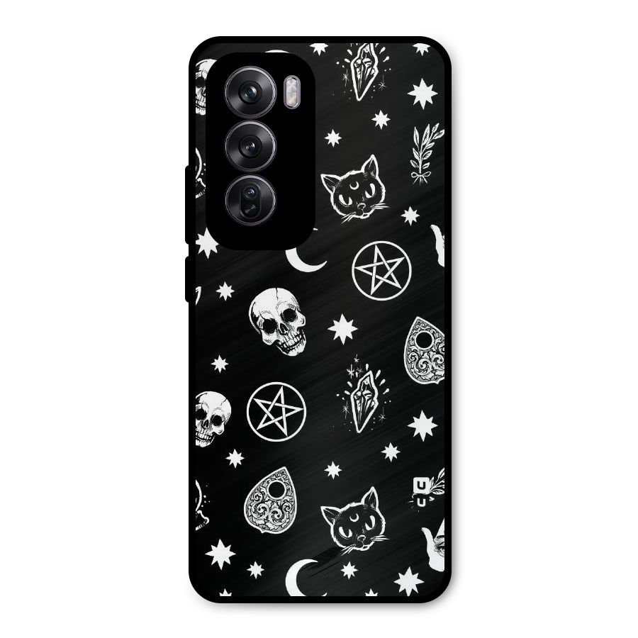 Skull Moon Design Metal Back Case for Oppo Reno12 Pro