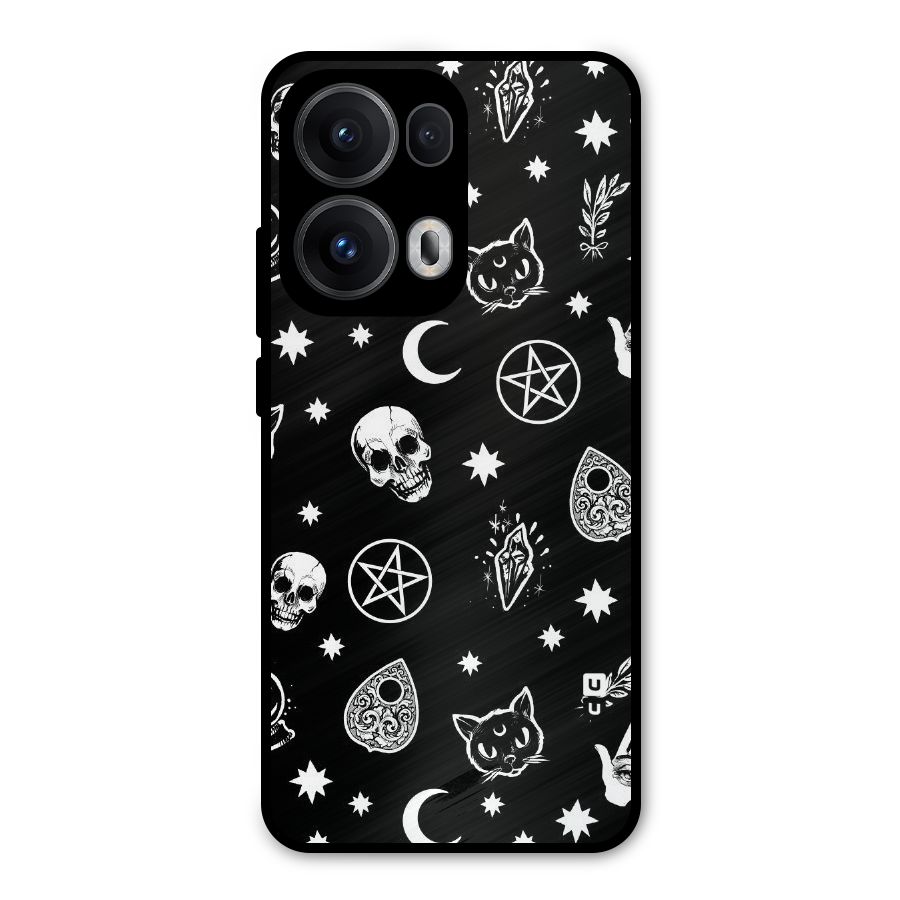 Skull Moon Design Metal Back Case for Oppo Reno13 Pro