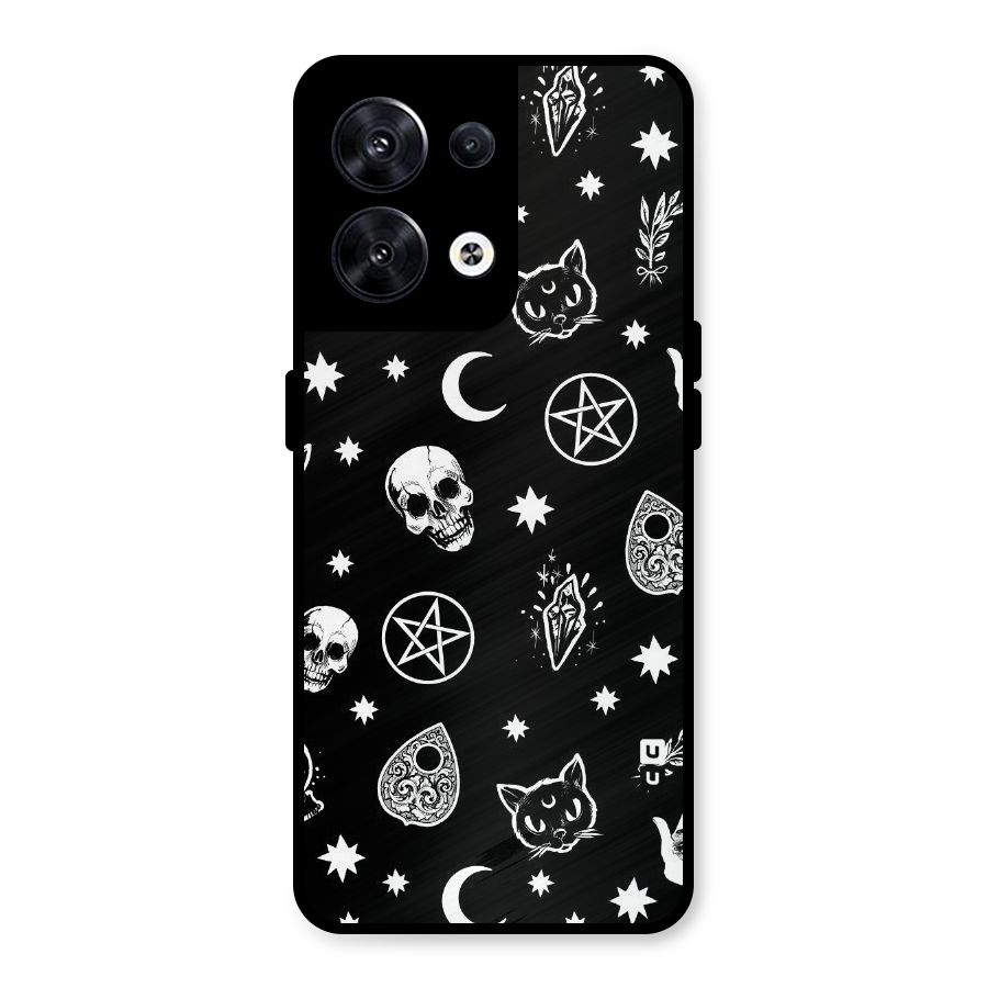Skull Moon Design Metal Back Case for Oppo Reno8 5G
