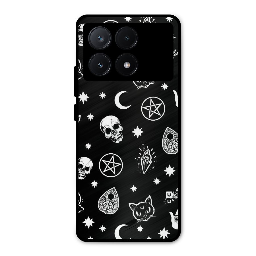 Skull Moon Design Metal Back Case for Poco X6 Pro