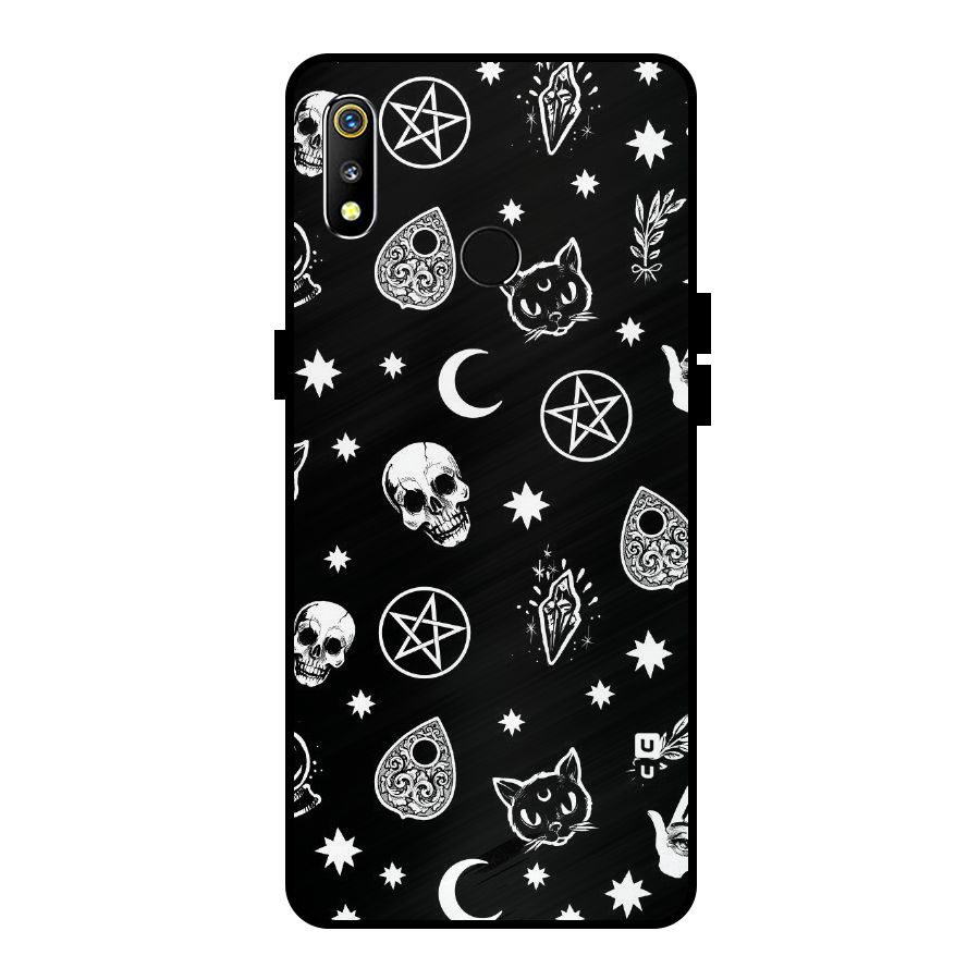 Skull Moon Design Metal Back Case for Realme 3