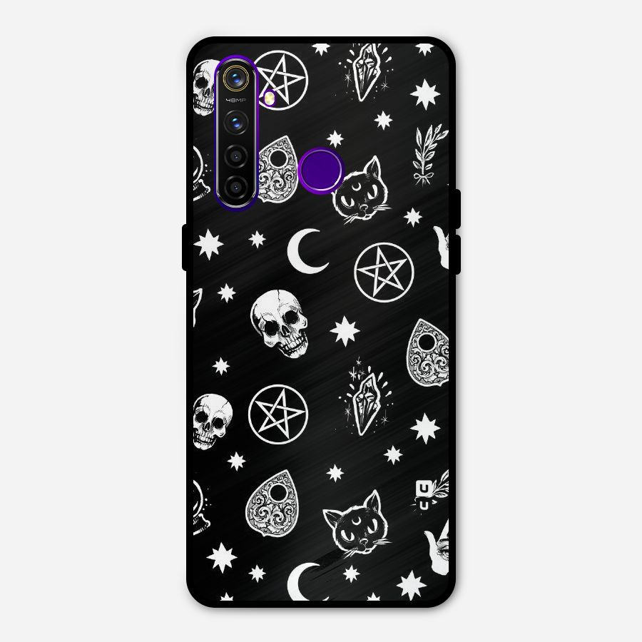 Skull Moon Design Metal Back Case for Realme 5 Pro