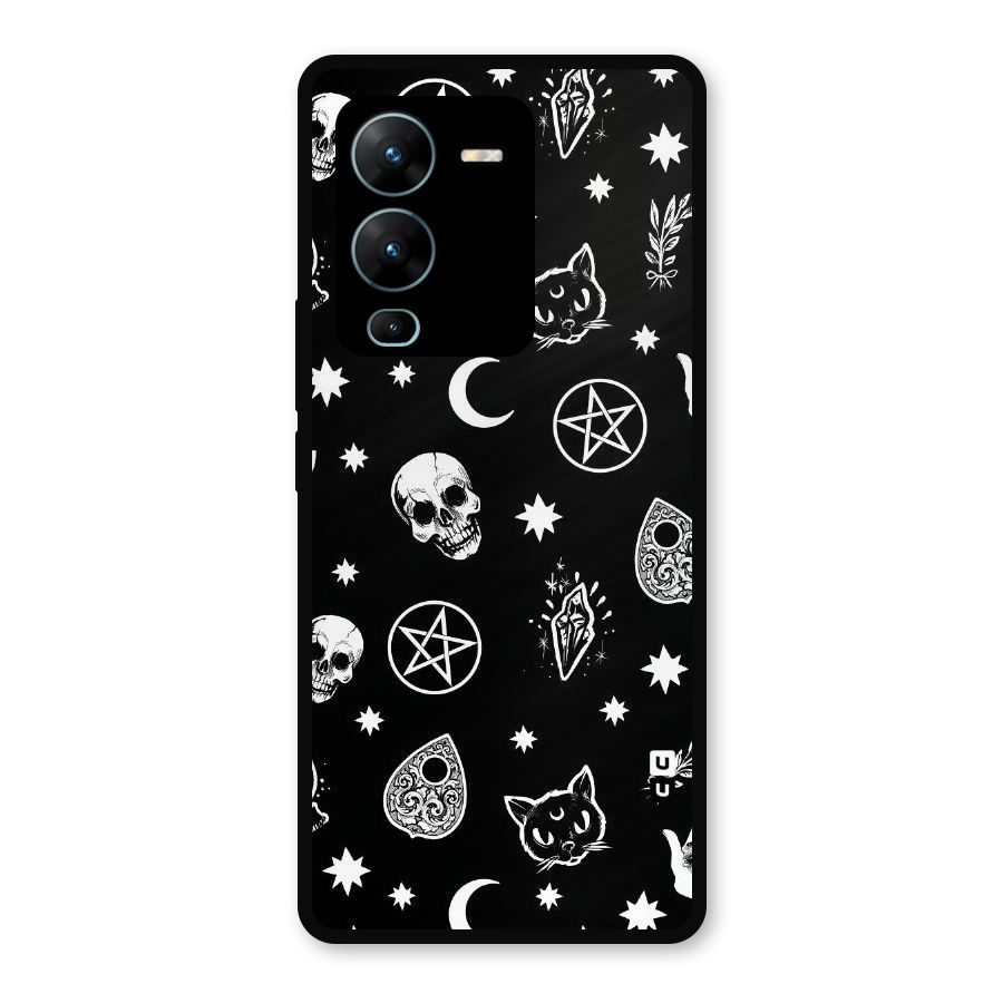 Skull Moon Design Metal Back Case for Vivo V25 Pro