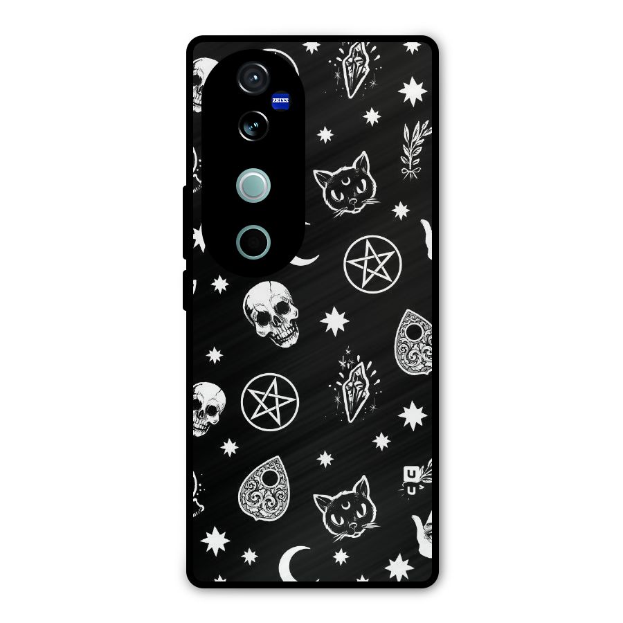 Skull Moon Design Metal Back Case for Vivo V40 Pro