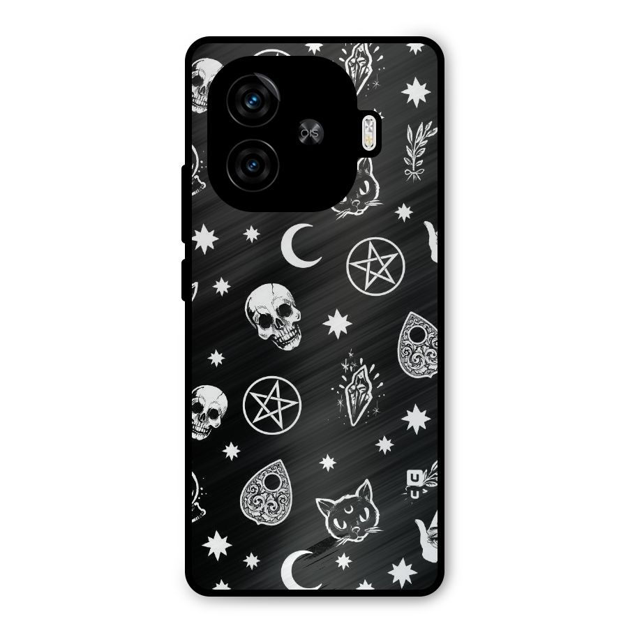 Skull Moon Design Metal Back Case for iQOO Z9 Turbo