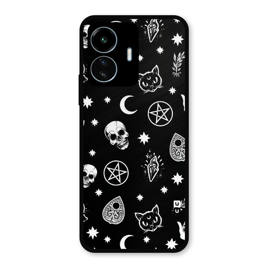Skull Moon Design Metal Back Case for vivo iQOO Z6 Lite 5G