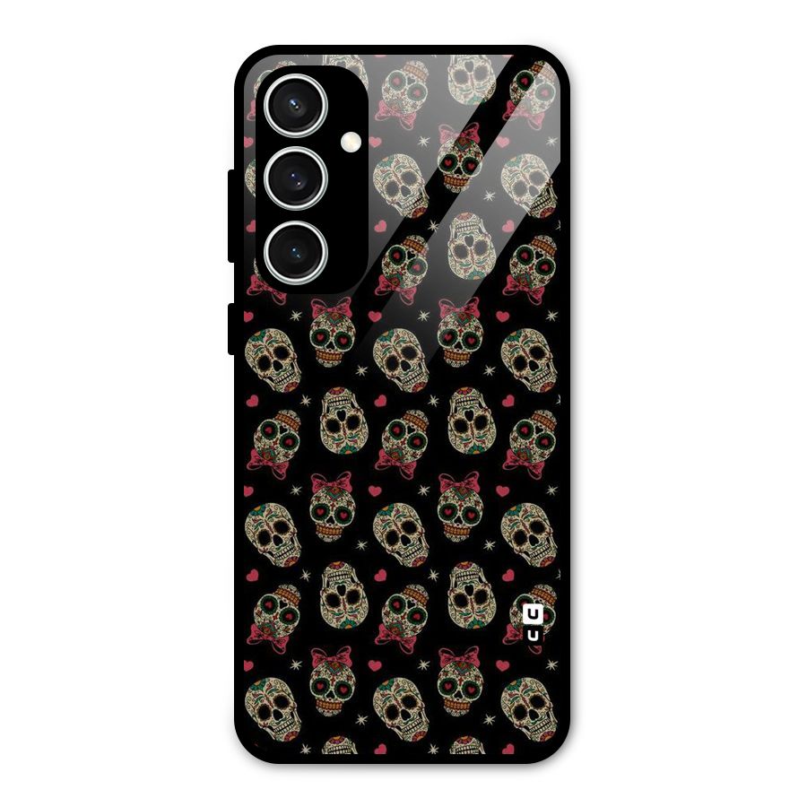 Skull Pattern Glass Back Case for Galaxy S23 FE