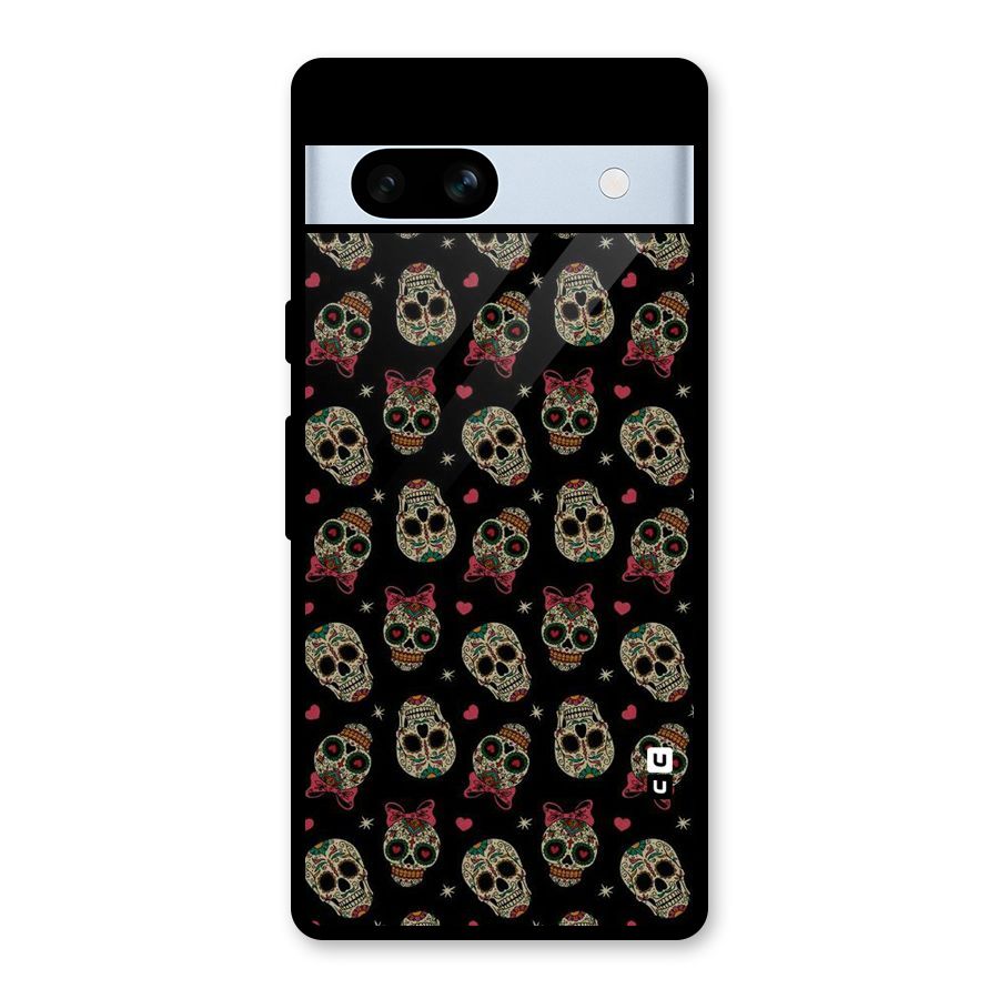 Skull Pattern Glass Back Case for Google Pixel 7a