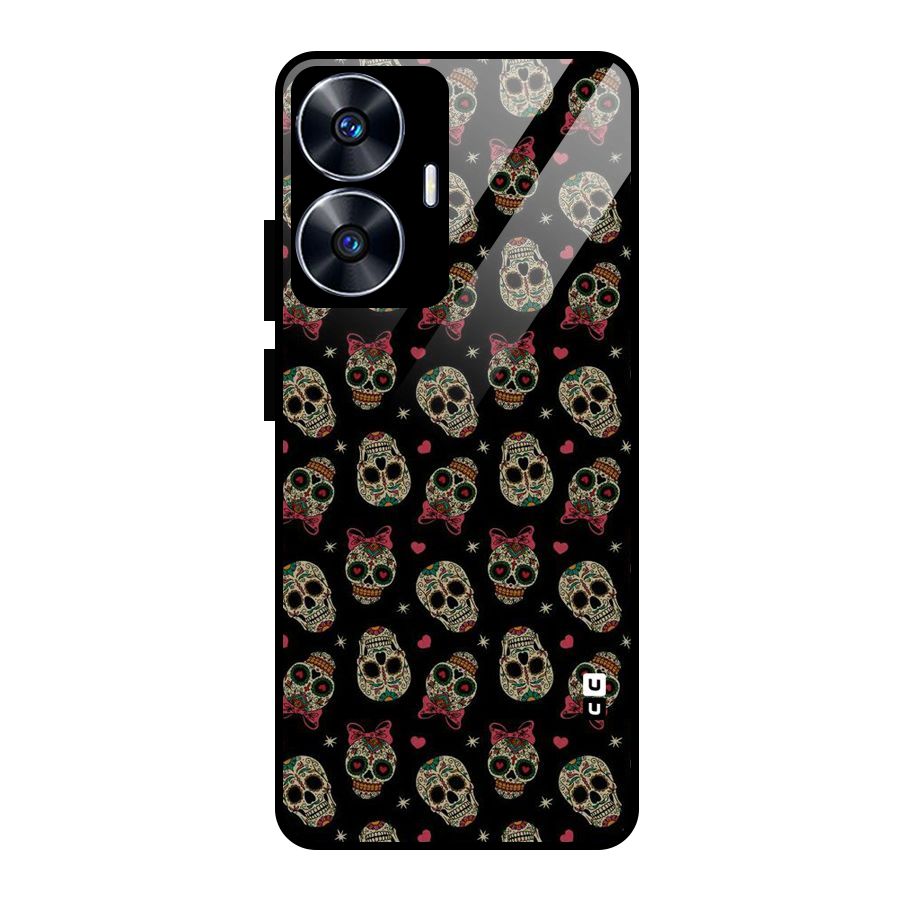 Skull Pattern Glass Back Case for Realme Narzo N55