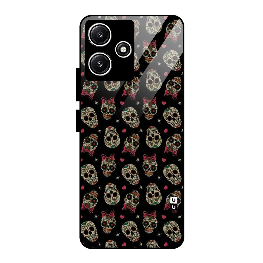 Skull Pattern Glass Back Case for Redmi 12 5G