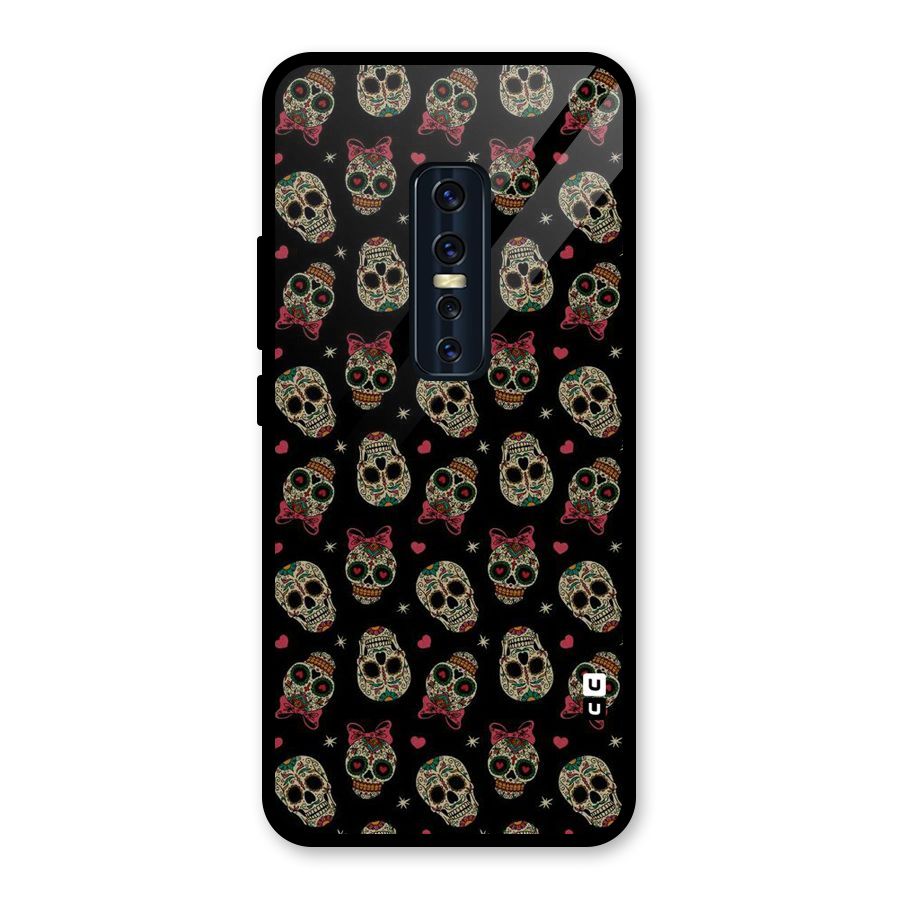 Skull Pattern Glass Back Case for Vivo V17 Pro