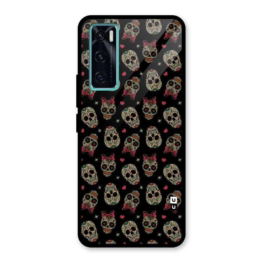 Skull Pattern Glass Back Case for Vivo V20 SE