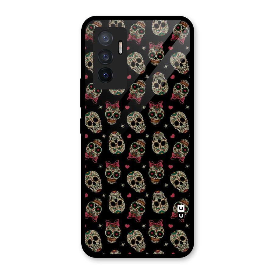 Skull Pattern Glass Back Case for Vivo V23e
