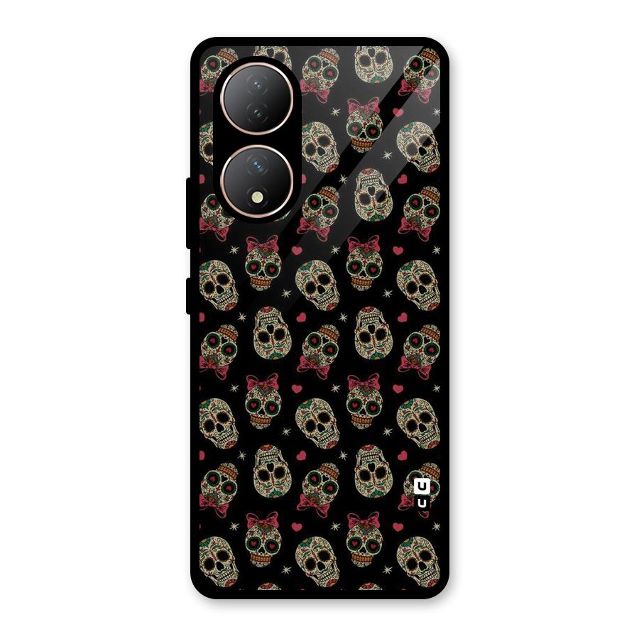 Skull Pattern Glass Back Case for Vivo Y100A