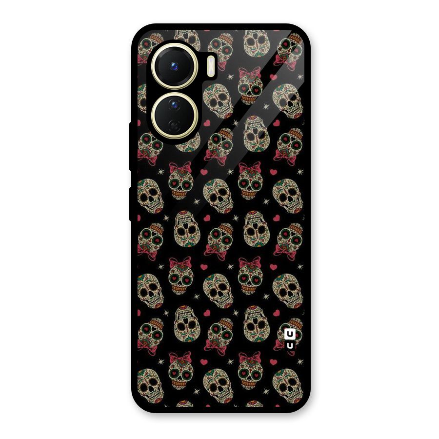 Skull Pattern Glass Back Case for Vivo Y16