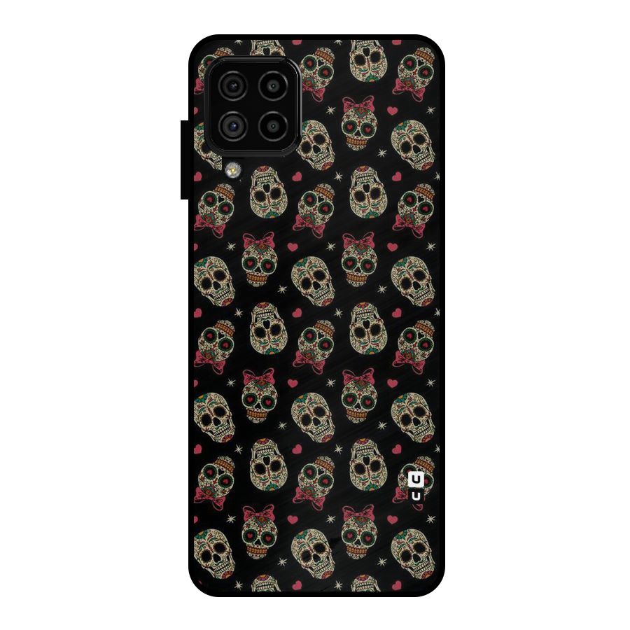 Skull Pattern Metal Back Case for Galaxy A22 4G