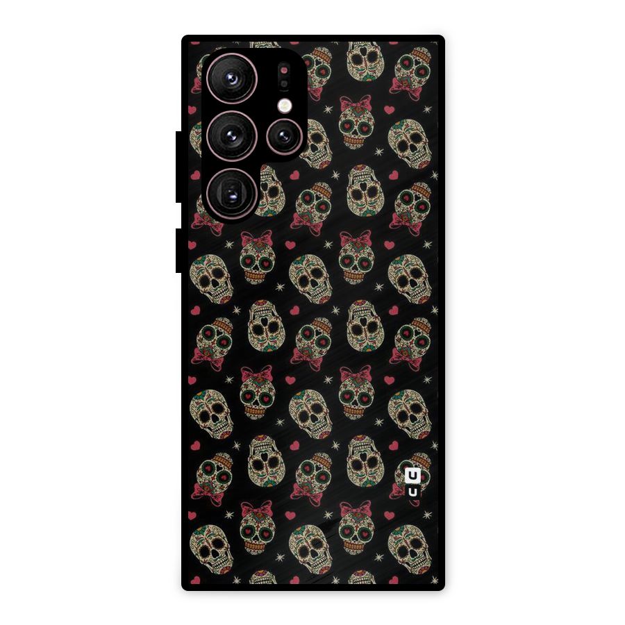 Skull Pattern Metal Back Case for Galaxy S22 Ultra 5G