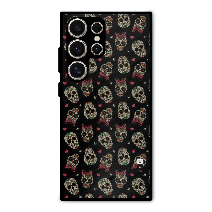 Skull Pattern Metal Back Case for Galaxy S24 Ultra