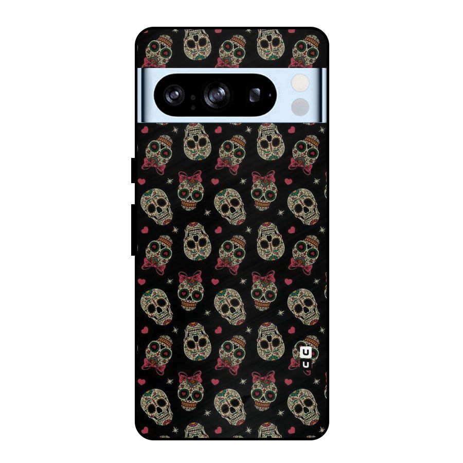 Skull Pattern Metal Back Case for Google Pixel 8 Pro