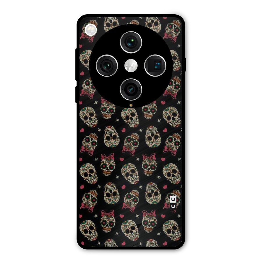 Skull Pattern Metal Back Case for Oppo Find X8 Pro