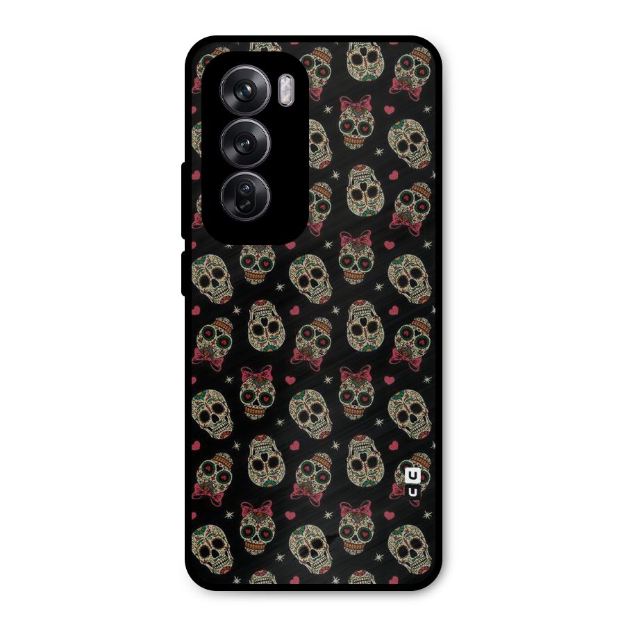 Skull Pattern Metal Back Case for Oppo Reno12 Pro