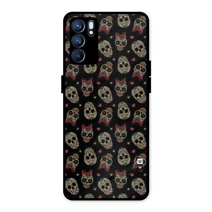 Skull Pattern Metal Back Case for Oppo Reno6 5G