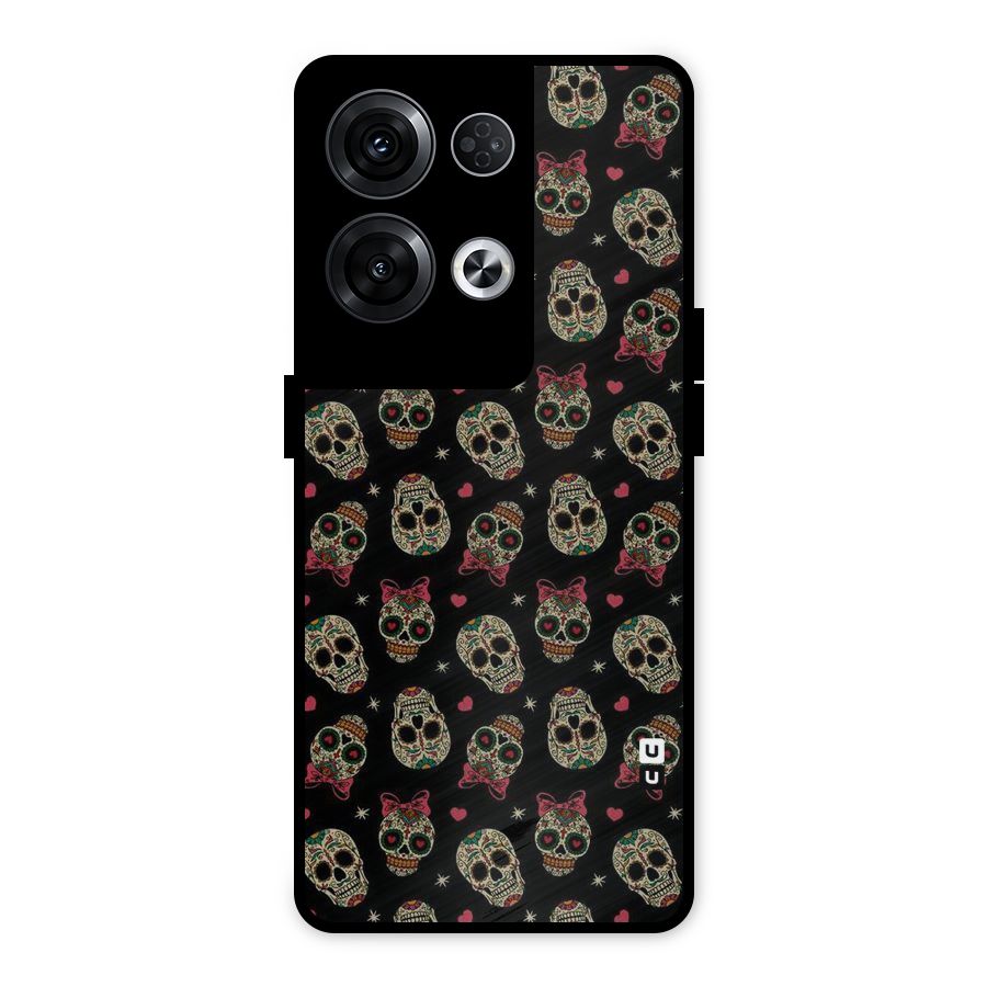 Skull Pattern Metal Back Case for Oppo Reno8 Pro 5G