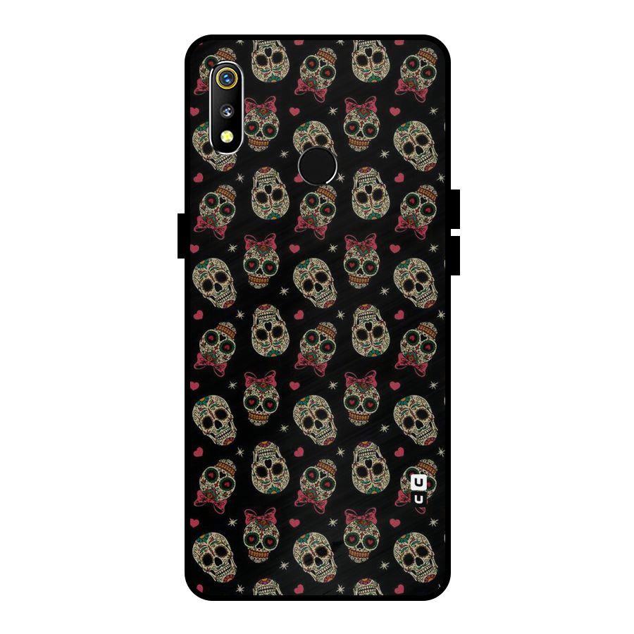 Skull Pattern Metal Back Case for Realme 3