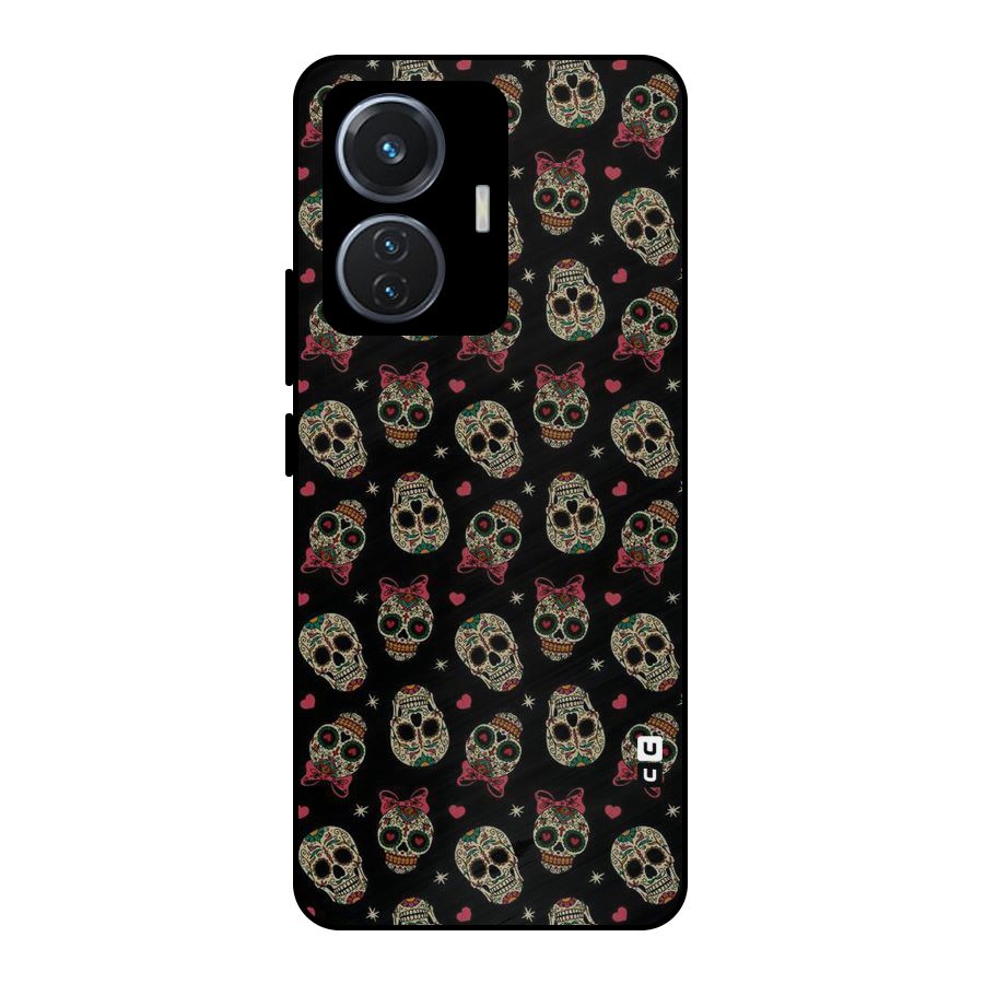 Skull Pattern Metal Back Case for Vivo T1 44W