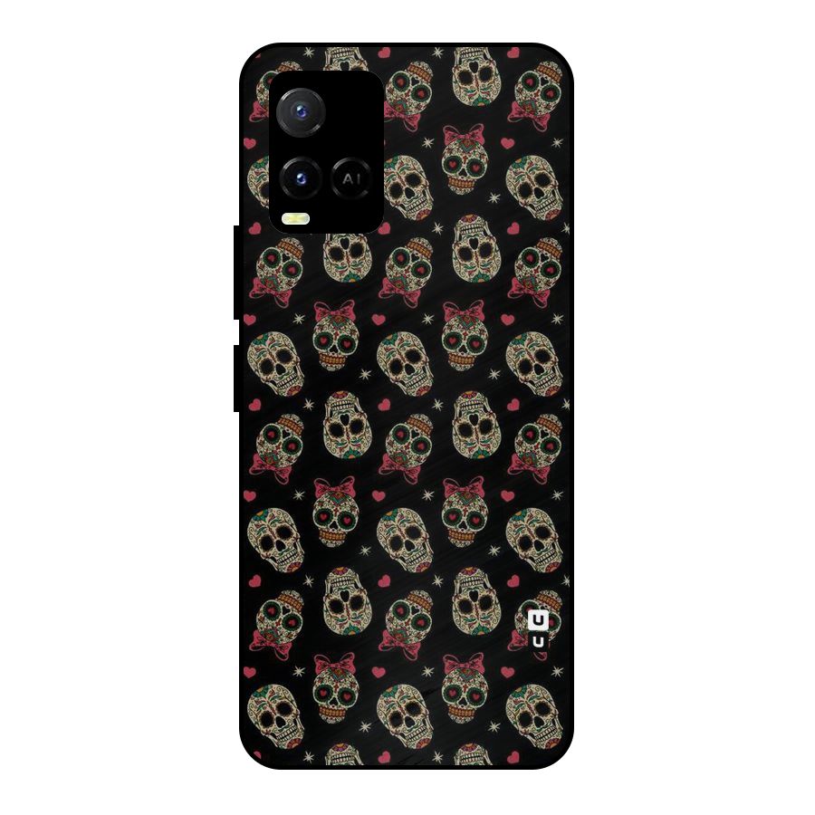 Skull Pattern Metal Back Case for Vivo Y33s