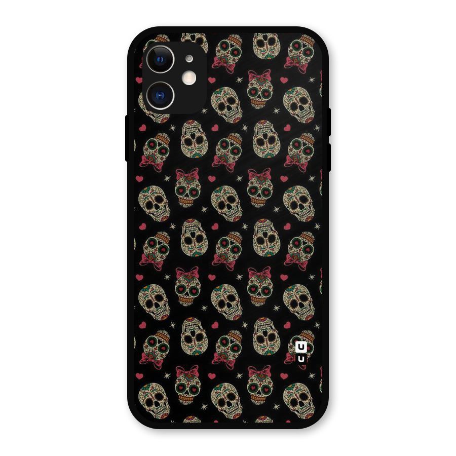 Skull Pattern Metal Back Case for iPhone 11