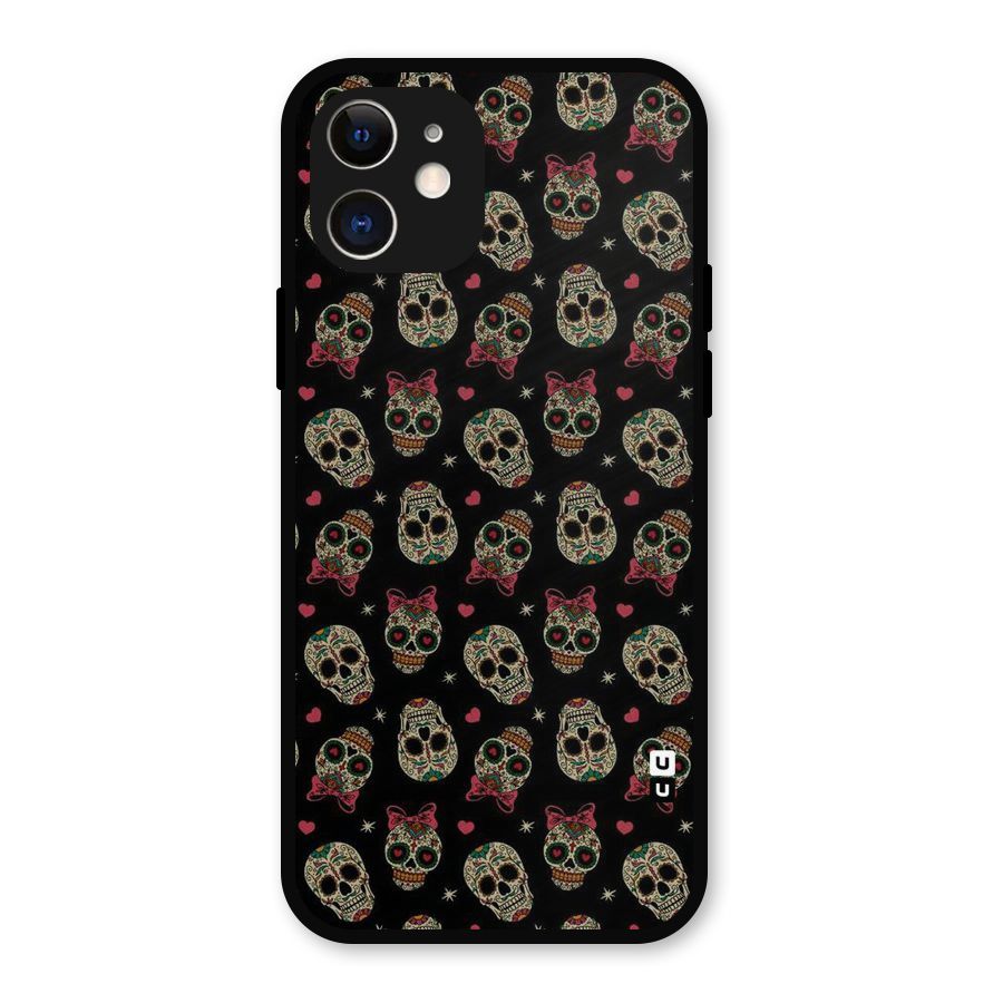 Skull Pattern Metal Back Case for iPhone 12