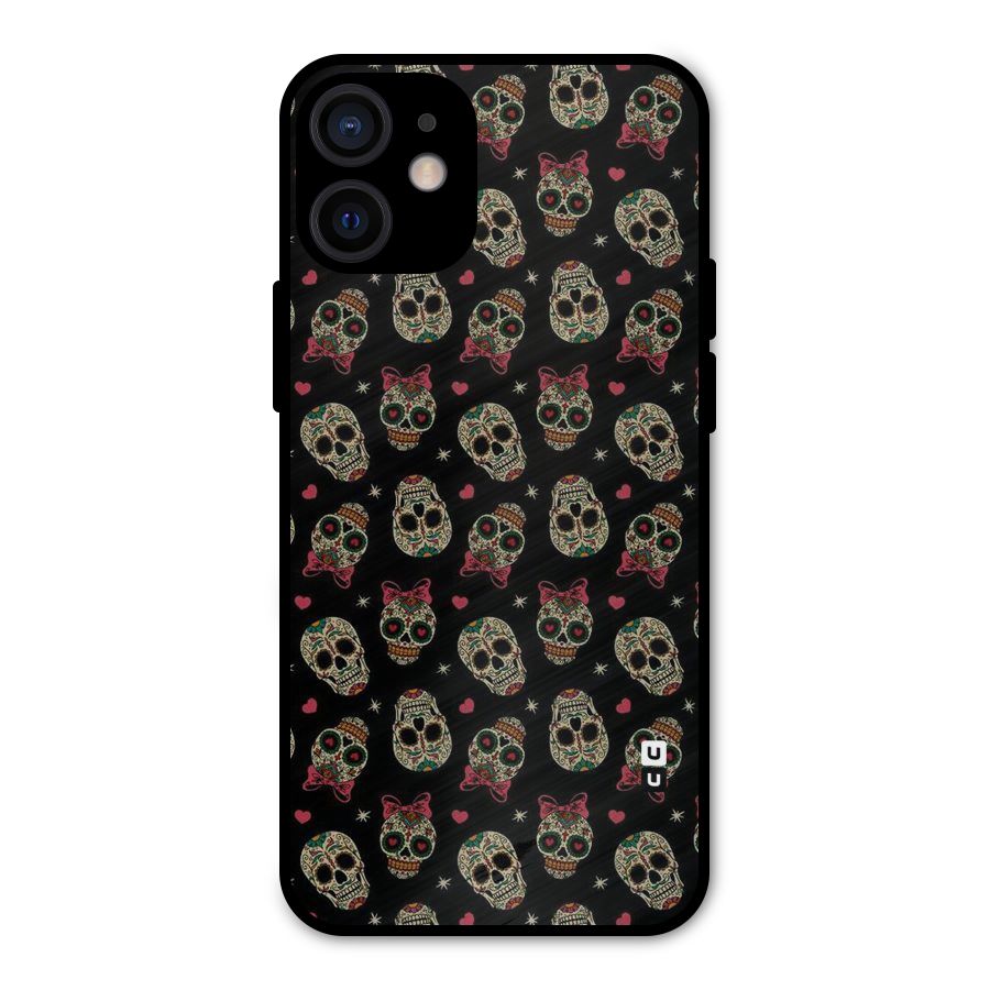 Skull Pattern Metal Back Case for iPhone 12 Mini