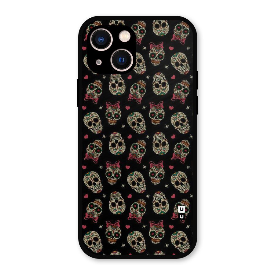 Skull Pattern Metal Back Case for iPhone 13