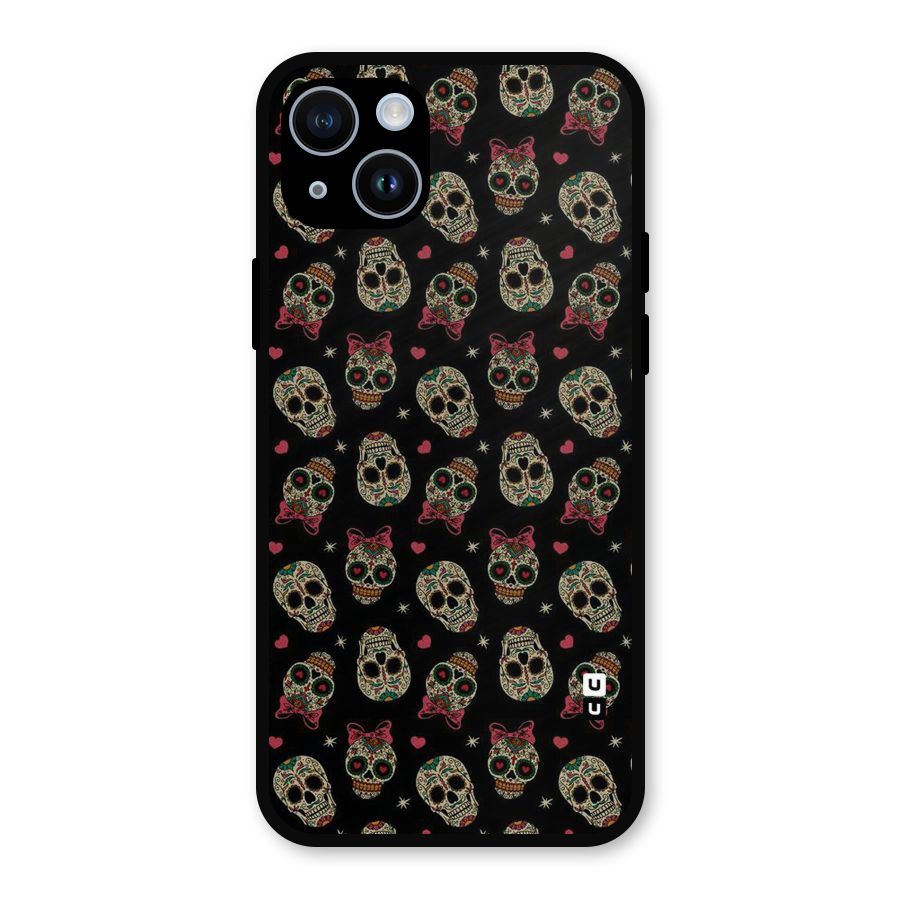 Skull Pattern Metal Back Case for iPhone 14