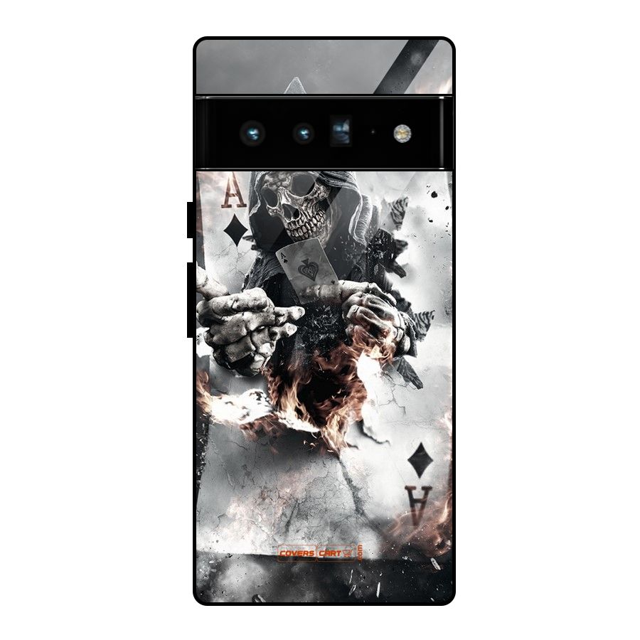 Skull with an Ace Glass Back Case for Google Pixel 6 Pro