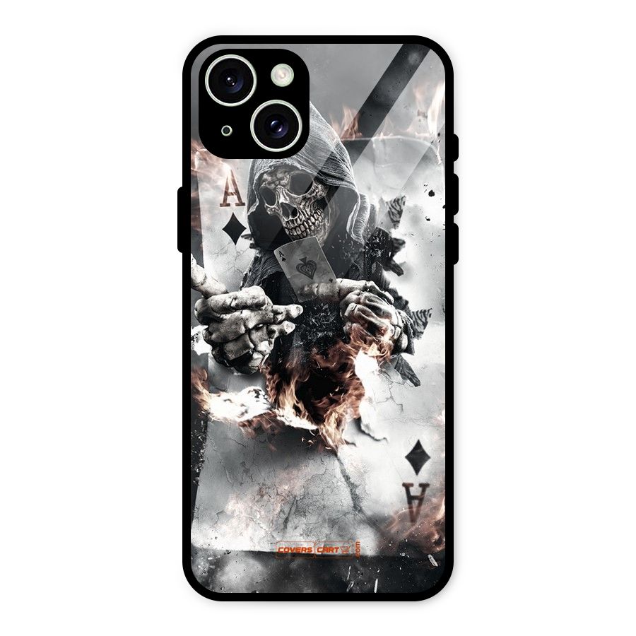 Skull with an Ace Glass Back Case for iPhone 15 Plus