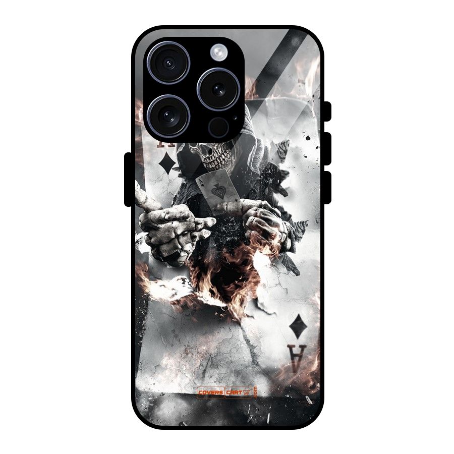 Skull with an Ace Glass Back Case for iPhone 15 Pro