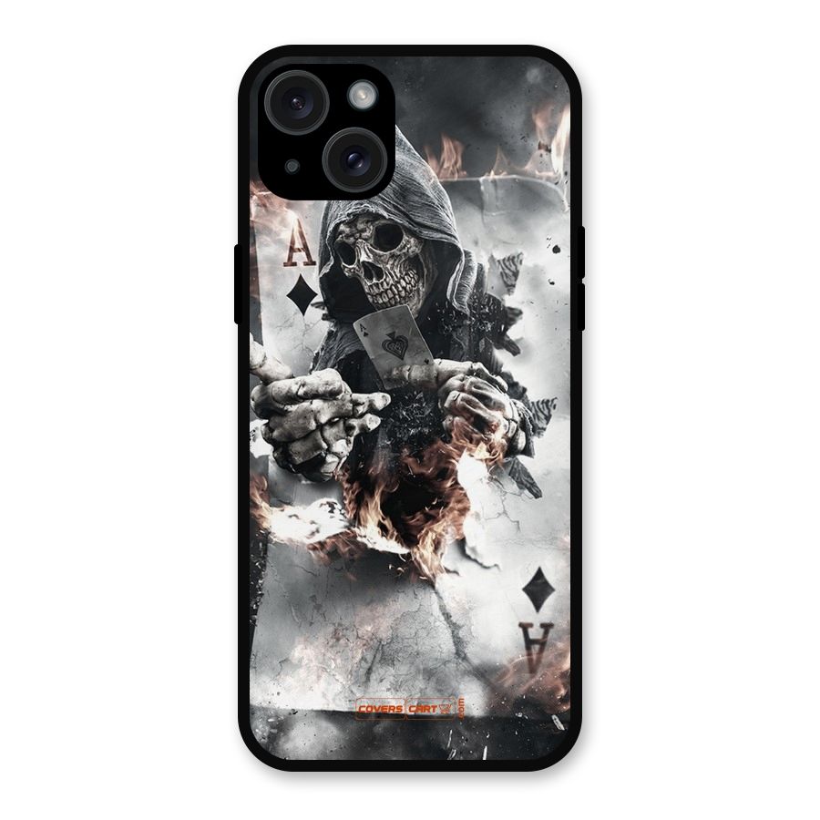 Skull with an Ace Metal Back Case for iPhone 15 Plus