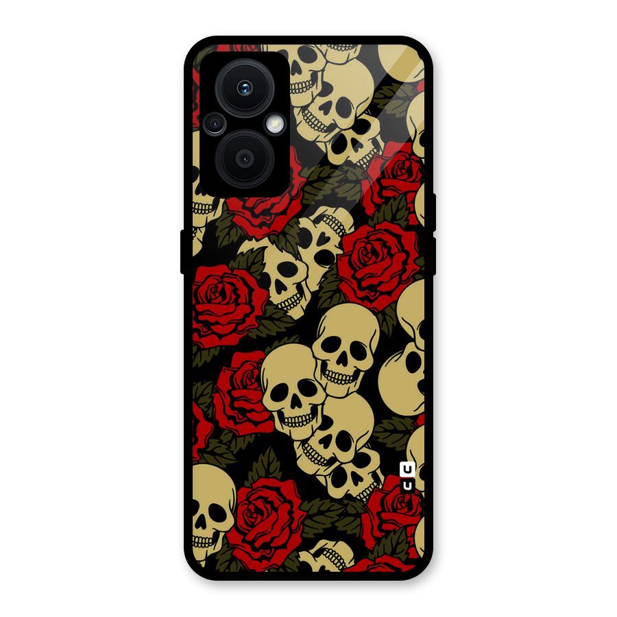 Skulled Roses Glass Back Case for Oppo F21s Pro 5G