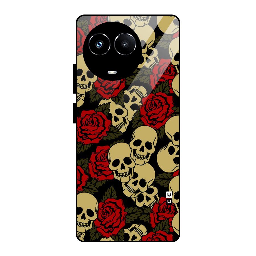 Skulled Roses Glass Back Case for Realme 11X